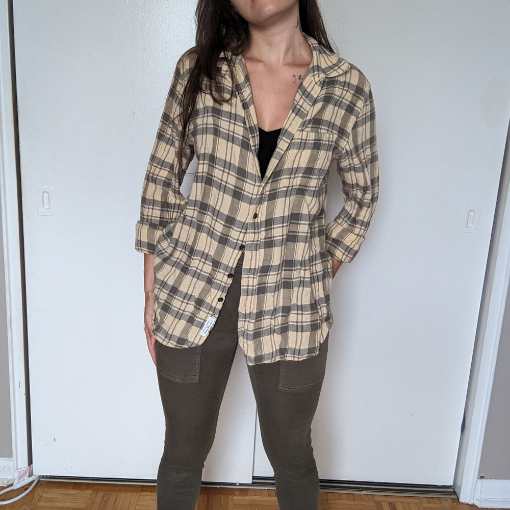Yellow plaid large shirt